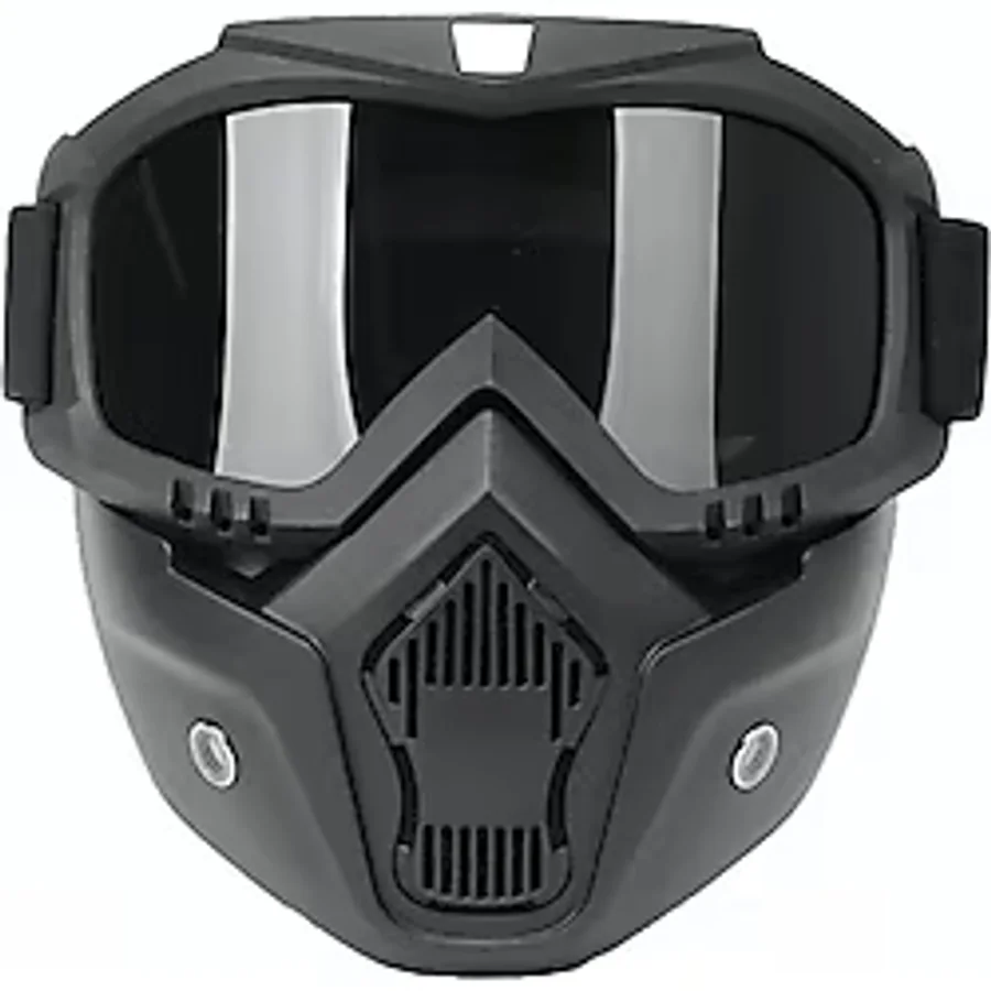 Motoanl Cross Motosiklet Bisiklet Gözlüğü Açık Kask Maskesi Süngerli Bant Lastikli Jet Maske Siyah Camlı