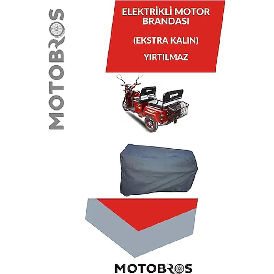Motobros Elektrikli 3 Tekerli Tekerlekli 3 Kişilik Motor Motosiklet Koruma Brandası Yırtılmaz Ömürlük