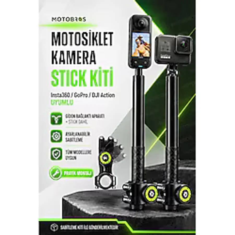 Motobros Insta 360 Çubuk Selfie Stick (GÖRÜNMEZ) One X5 / X4 / X3/ X2 / One R / One X / One Uyumlu