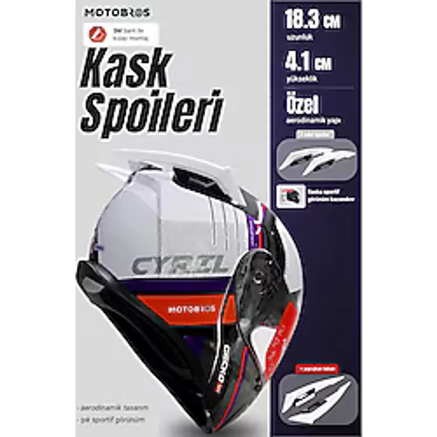 Motobros Kask Spoiler Aerodinamik Spoiler Universal Beyaz 2 Adet (KASK DEĞİLDİR)