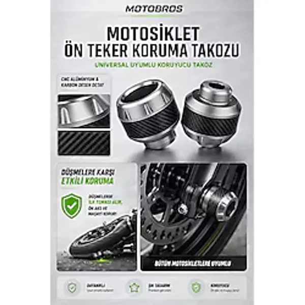 Motobros Motosiklet Aks Koruma Takozu Üniversal Motosiklet Ön Teker Takozu - GRİ RENK - 2 Adet