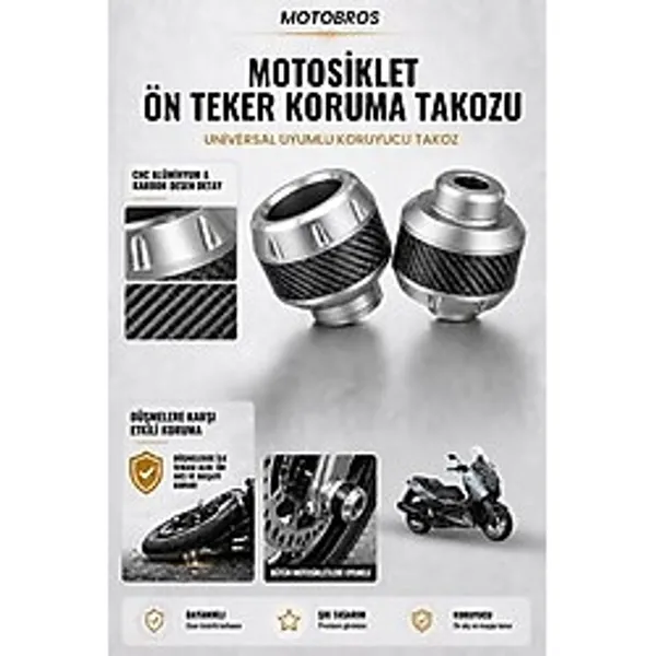 Motobros Motosiklet Aks Koruma Takozu Yamaha Xmax Uyumlu Motosiklet Ön Teker Takozu - Gri Renk - 2 Adet