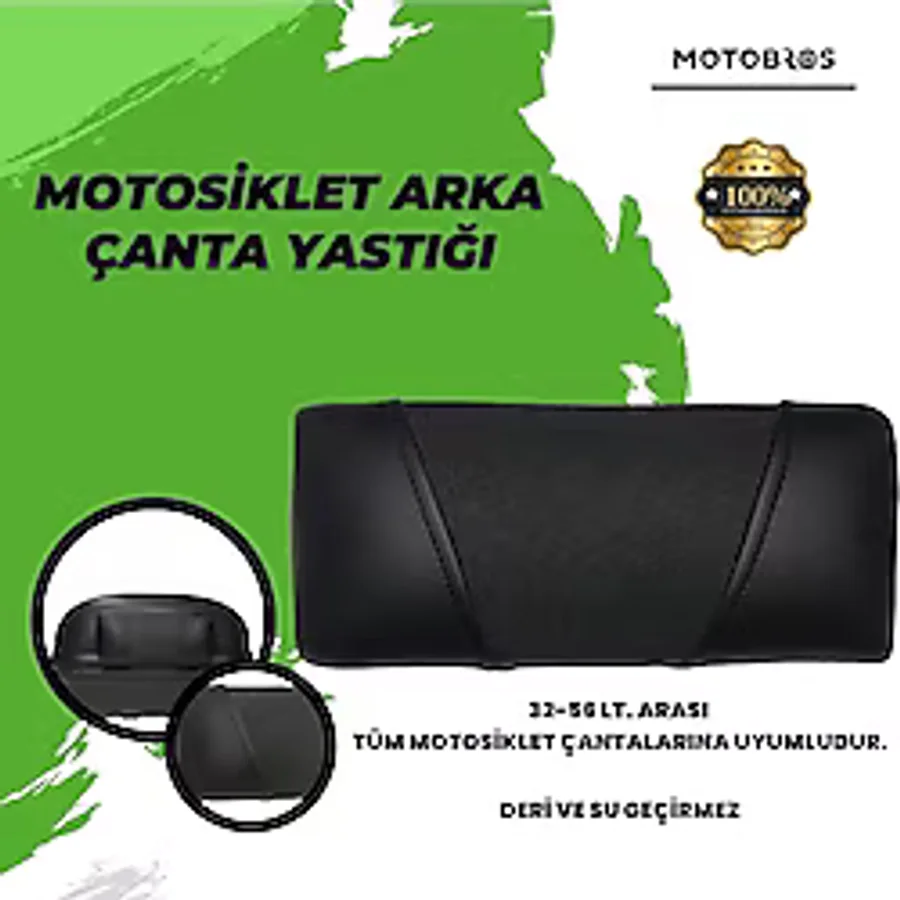 Motobros Motosiklet Çanta Sırt Dayama Yastığı Siyah Deri Arka Çanta Yastığı (UNİVERSAL) Ultra Konfor