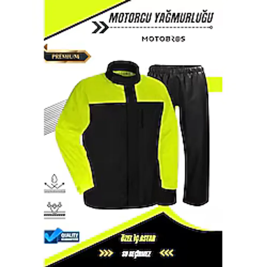 Motobros MOTOSİKLET MOTORCU YAĞMURLUĞU 0,52MM ASTARLI SU VE RÜZGAR GEÇİRMEZ PVC KUMAŞ Kuru ve Güvende Kalın