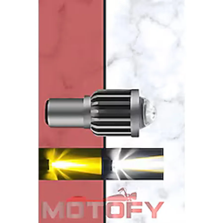 MOTOFY Motosiklet Far Ampülü Mercekli Kısa Sarı - Uzun Beyaz Bosch Tip Duylu Led Ampül
