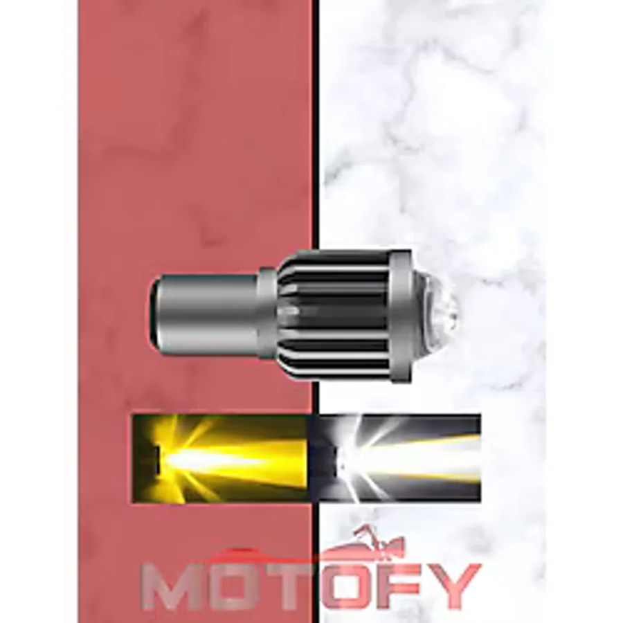 MOTOFY Motosiklet Far Ampülü Mercekli Kısa Sarı - Uzun Beyaz Bosch Tip Duylu Led Ampül