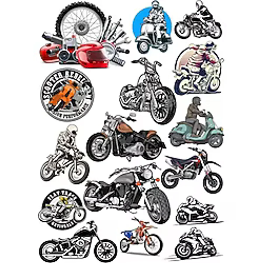 Motorcu Sticker 4 16 Parça Telefon, Tablet, Defter, Laptop Sticker