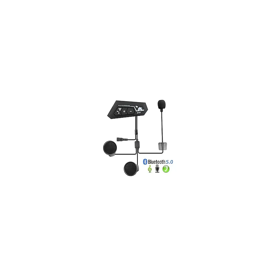 Motorsiklet Kask İçin Kulaklık Bluetooth Mikrofonlu Intercom Su Geçirmez Motor Kurye Kulaklığı - Açık Siyah