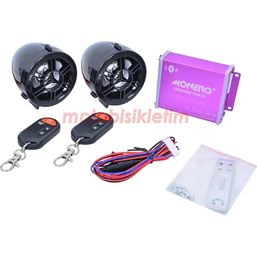 MOTOSİKLET ALARM SETİ BLUETOOTH'LU [M-R] SİYAH