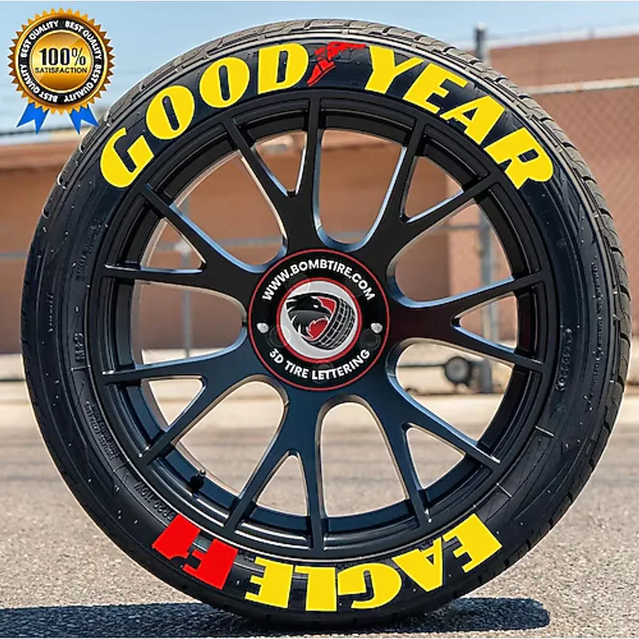 Motosiklet & Araç Goodyear 3d Oto Lastik Jant Yazısı Şerit Sticker Arma Oto Sticker 4 Adet 2.5 Cm