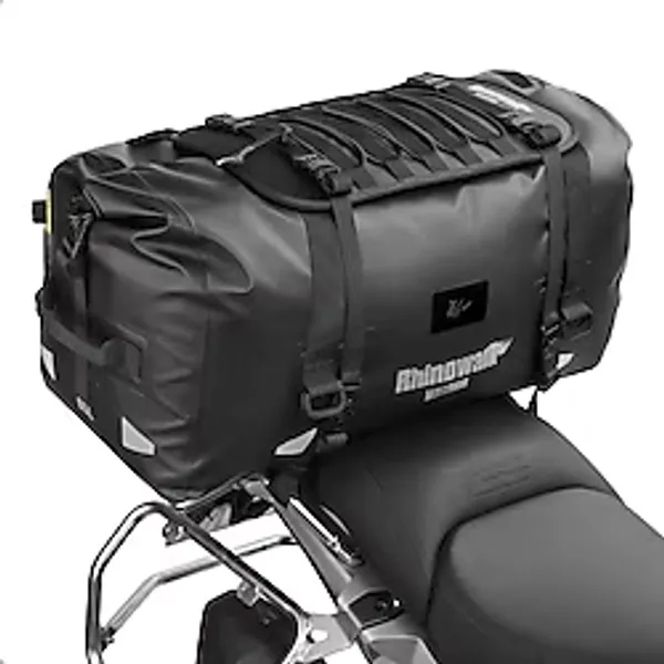 Motosiklet Arka Çantası, Su Geçirmez Duffle Kuru Torba, Motosiklet, Seyahat Bagajı, Kamp, Tekne, Bisiklet, 60 L Siyah
