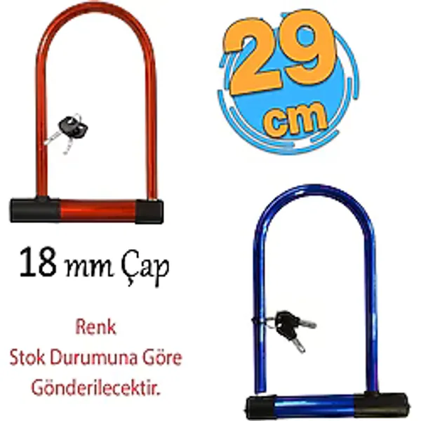 Motosiklet Bisiklet Direksiyon U Kilidi Halat Zincir Çap 18 Mm Çelik Hırsız Güvenlik 29 Cm