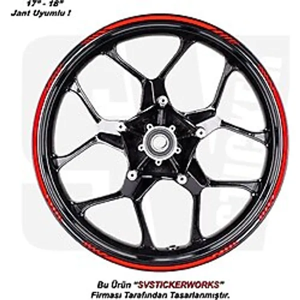 Motosiklet Jant Şeridi 16'lı Set Takım Kesikli Şerit Sticker Kırmızı