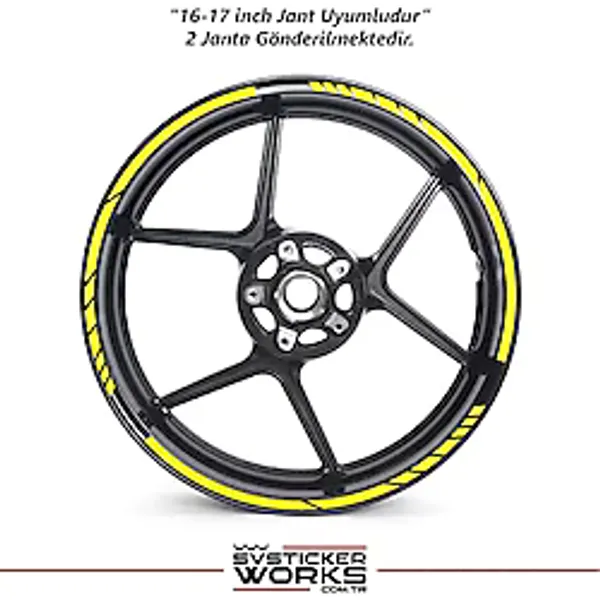 Motosiklet Jant Şeridi Jant Sticker Dekor Model Parçalı Desen Sticker Set Sarı