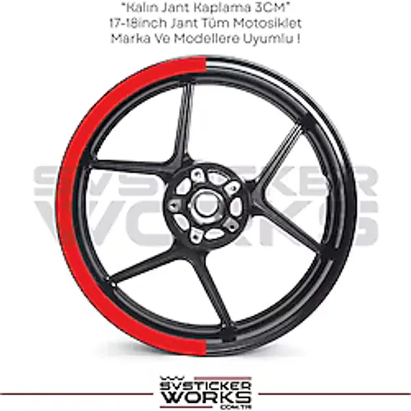 Motosiklet Jant Şeridi Jant Sticker Yarım Kaplama Daire 17-18 İnch Jant Motor Uyumlu Kırmızı