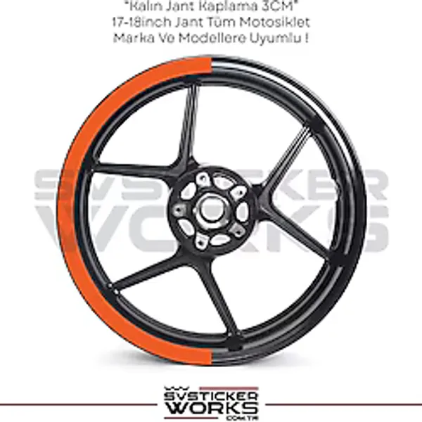 Motosiklet Jant Şeridi Jant Sticker Yarım Kaplama Daire 17-18 İnch Jant Motor Uyumlu Turuncu
