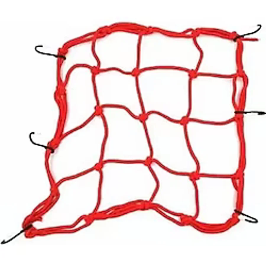 Motosiklet Kask Ve Bagaj Filesi Plastik Kancalı File 35X35 Cm Kırmızı