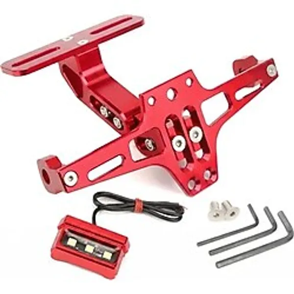 Motosiklet Katlanır Plakalık Cnc Metal -Ledli- Sinyal Bağlantılı -Kırmızı