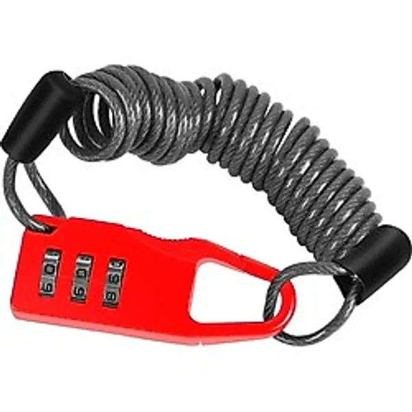 Motosiklet Şifreli Kask Kilidi 1.2mt Çelik Kablo Kilid Red