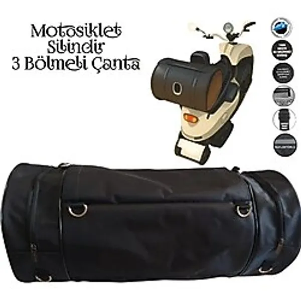 Motosiklet Silindir Çanta 3 Bölmeli