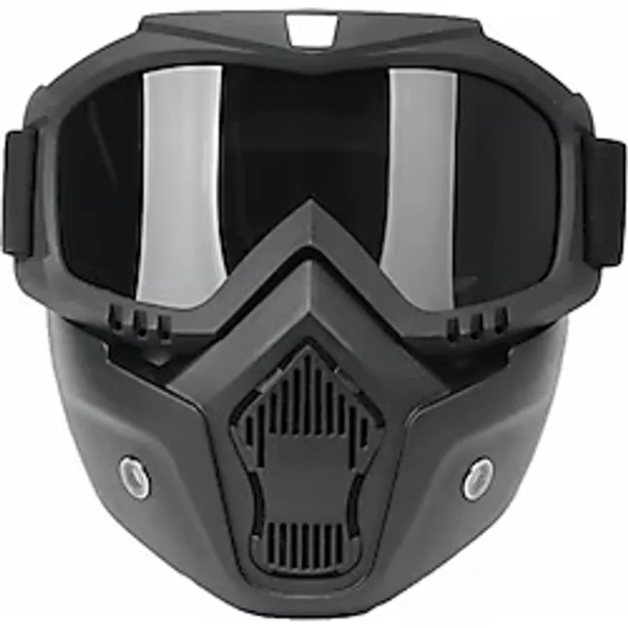 mototatar Cross Motosiklet Bisiklet Gözlüğü Açık Kask Maskesi Süngerli Bant Lastikli Jet Maske Siyah Camlı