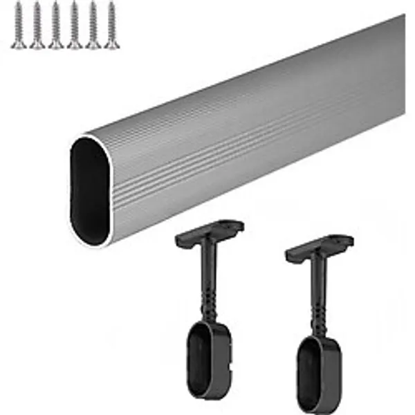 Motto Oval Alüminyum 0-150 cm Arası Askı Dolap Içi Askı Borusu 2 Adet Siyah Oval Flanş Vidaları Dolap Içi Düzenleyiciler Gri - 02 - Gri - 140