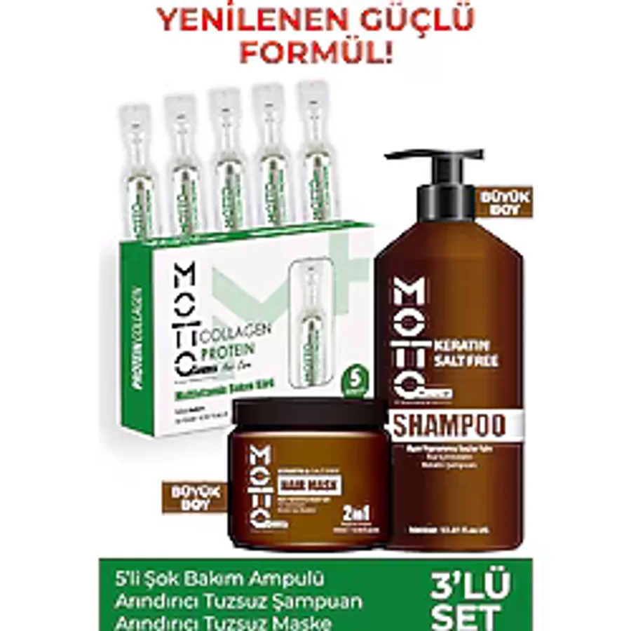 Motto Plus Professional 3'lü Set Dökülme Önleyici ve Saç Oluşumunu Destekleyen Şok Bakım Seti