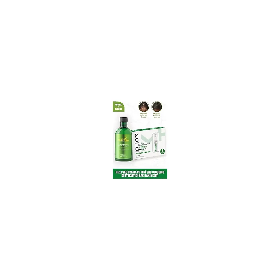 Motto Plus Professional Hızlı Saç Uzatma Destekleyici Protein ve Collagen 2'li Saç Bakım Seti 400 ml