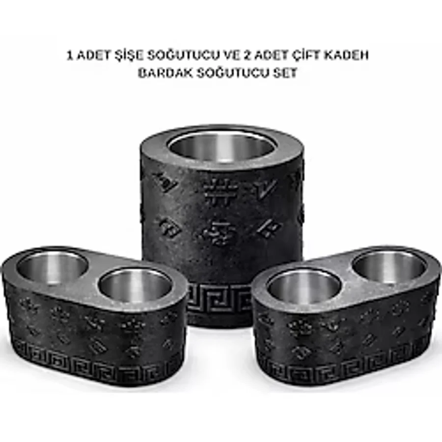 Mottopi Ehlikeyf Şişe Soğutucu ve 2 Adet Çift Kadeh Soğutucu Ehlikeyf, Termojelli Şişe Soğutucu, Şarap, Rakı, Viski Kova Jelli - Şişe+2 Çift Kadeh Ehlikeyf