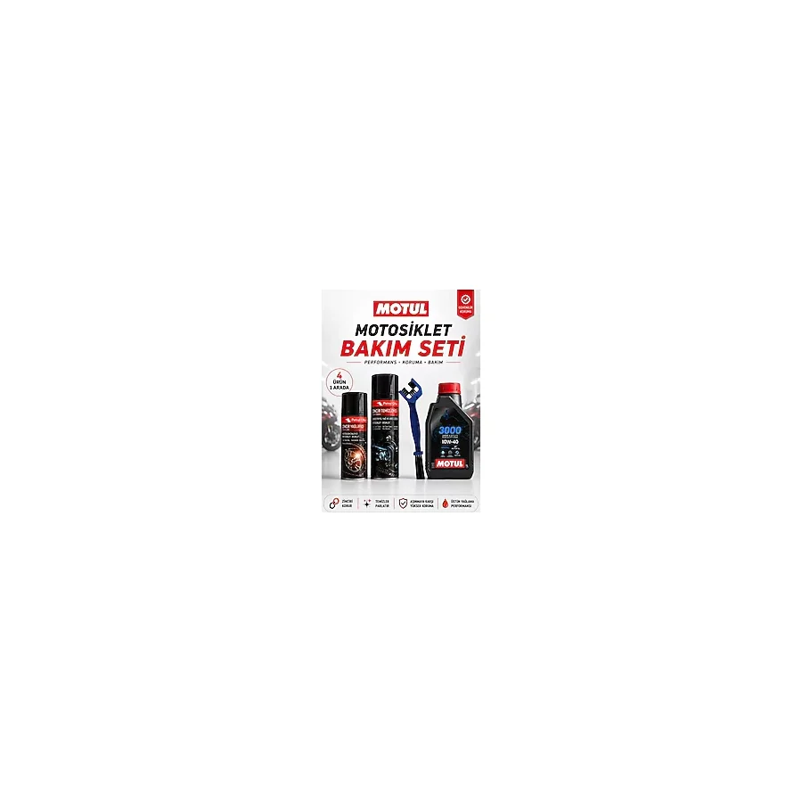 Motul 3000 10W-40 4T 1L Mineral Motosiklet Yağı Ve Zincir Bakım Seti 4'Lü