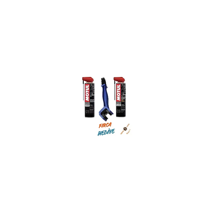 Motul Bakım Seti C1 Zincir Temizleme 400ML + C3 Zincir Yağlama 400ML + Zincir Fırçası