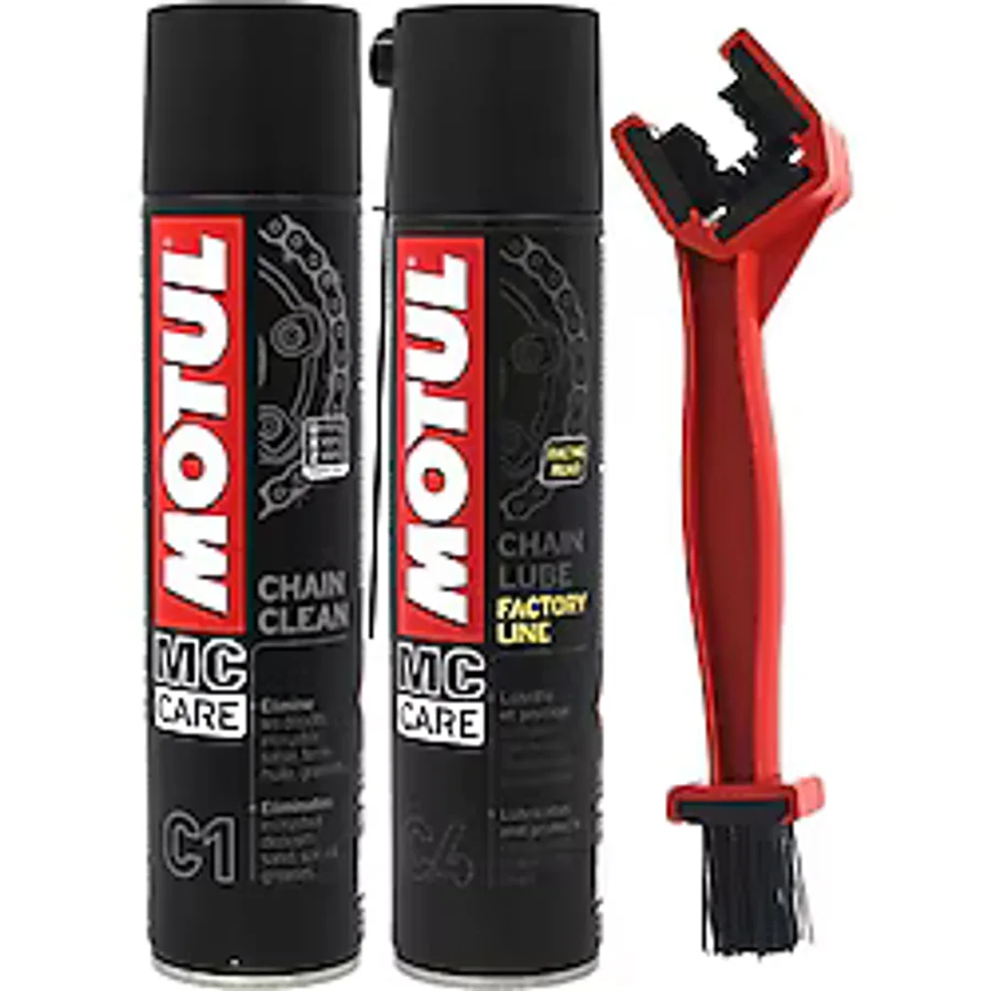 Motul C1 Chain Clean + C4 Chain Lube Factory Line 2 x 400 ML + Fırçalı Yağlama Seti