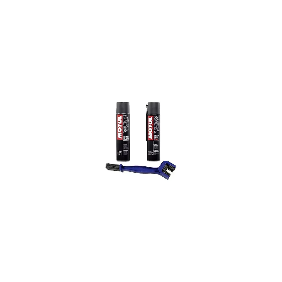 Motul Zincir Bakım Seti C1 Temizleyici ve C2 Yağlayıcı ile Zincir Temizleme Fırçası