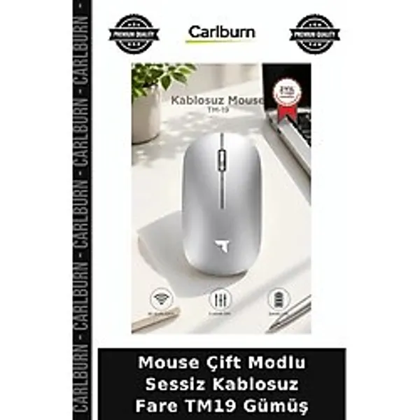 Mouse Çift Modlu Sessiz Kablosuz Fare Tm19 Gümüş Bilgisayar Faresi Ofis Donanımı Pratik Cihaz