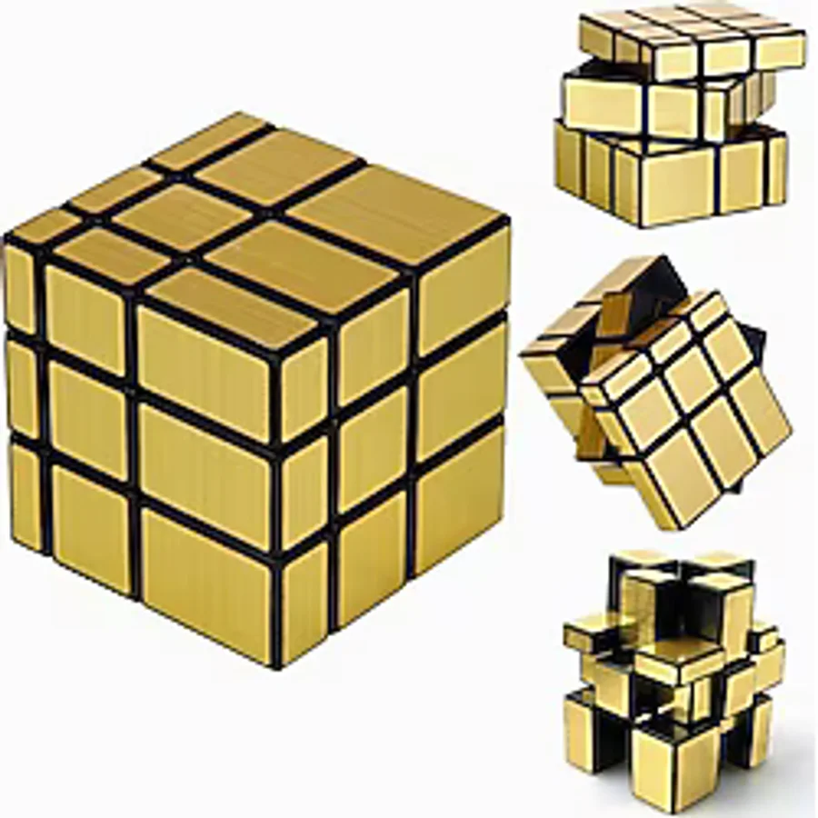 Moyu 3X3X3 Mirror Zeka Küpü Sihirli Zeka Küpü Gold Edition - Renkli