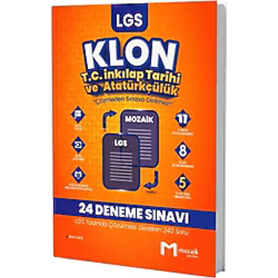 Mozaik Yayınları 8. Sınıf LGS T.C. İnkılap Tarihi ve Atatürkçülük Klon 24 Deneme
