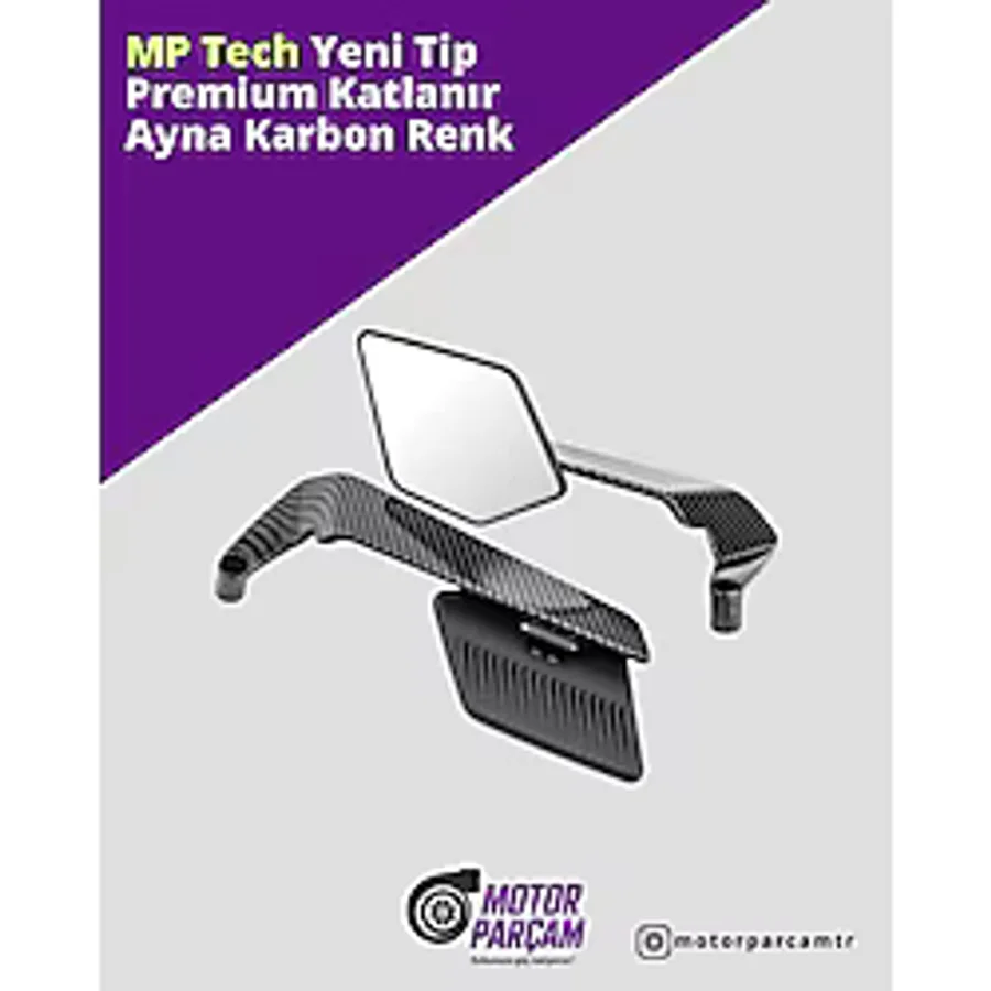 MP Tech Yeni Tip H2 Premium Katlanır Ayna Karbon Renk