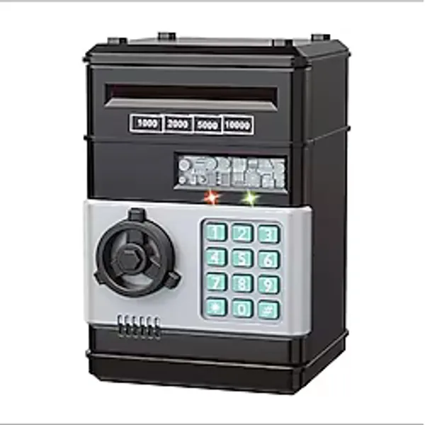 MR Akıllı ATM Kumbara Şifreli Otomatik Kağıt Para Alan Kasa Kumbara Harika bir hediye (SİYAH)