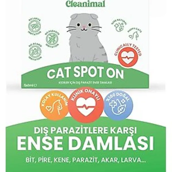 Ms Kedi Dış Parazit Ense Deri Damlası Bit, Pire ve Kene Karşıtı Doğal Koruma Damlası 5x1 ml