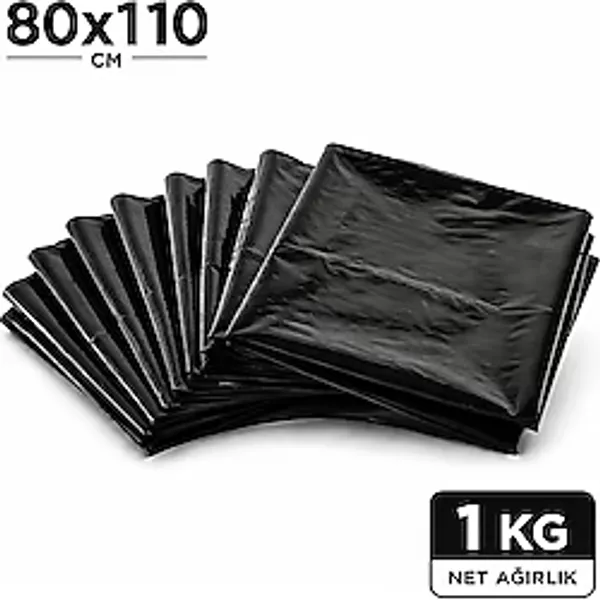 MSE HOLD Siyah Çöp Poşeti 80X110 Kalın 1 kg Dökme Çöp Torbası Battal Boy