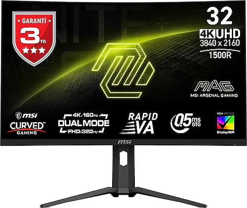 MSI MAG 321CUPDF 31.5" 0.5 ms 4K 160 Hz - Full HD 320 Hz Curved Oyuncu Monitörü