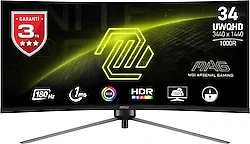 MSI MAG 345CQR 34" 1 ms WQHD Curved 180 Hz Oyuncu Monitörü