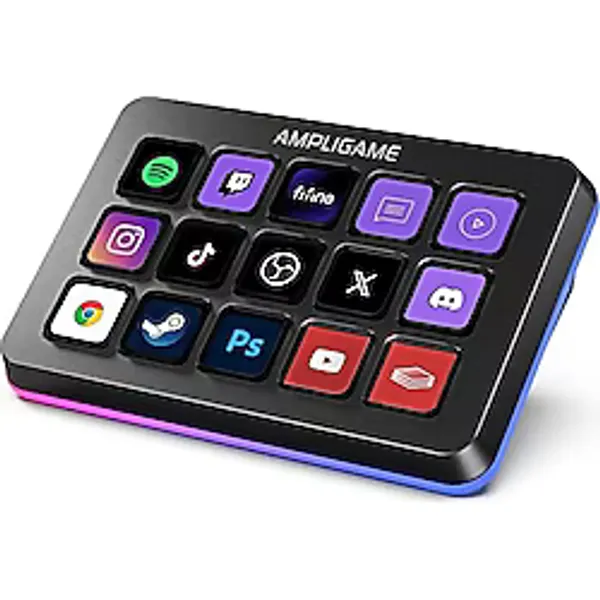 MSP Ampligame D6 Akış Denetleyicisi, 15 Makro Tuşlu, Uygulama Yazılımında Tetikleyici Hareketli Akış Destesi Obs/twitch/youtube/streamlabs, Kısayol Düğmeleri Tuş Takımı Mac ve PC ile Çalışır