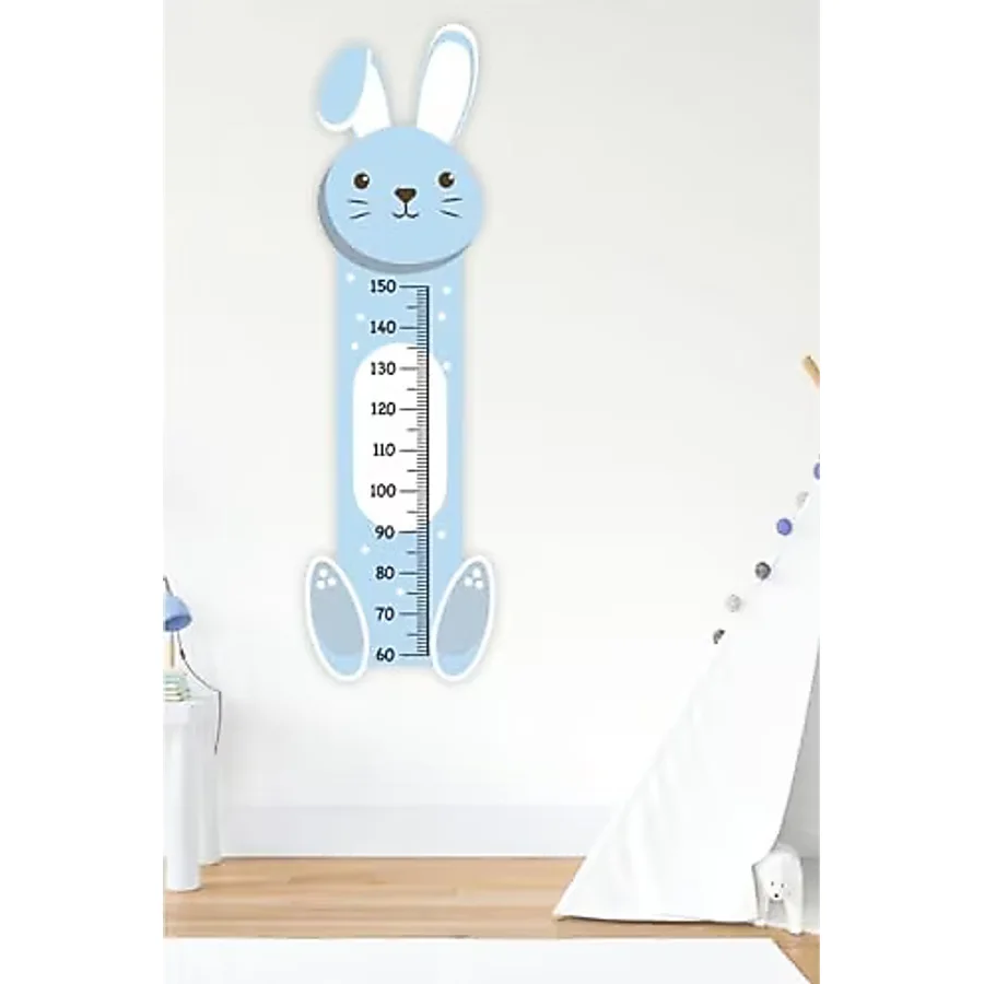 MSticker-Sevimli Açık Mavi Tavşan Çocuk Bebek Odası Boy Cetveli(47x163cm)