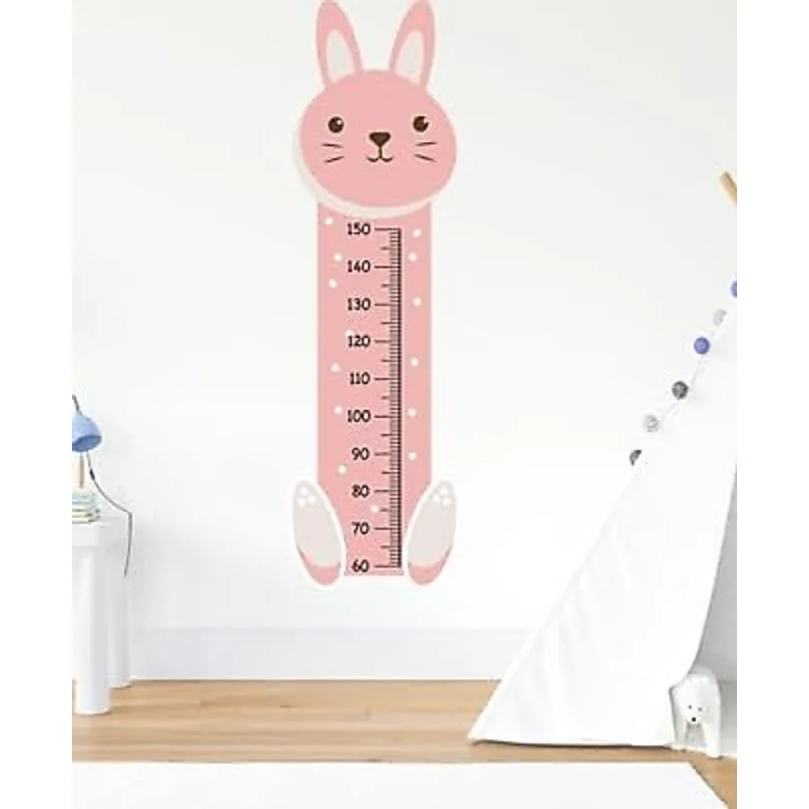 MSticker-Sevimli Pembe Tavşan Çocuk Bebek Odası Boy Cetveli Sticker (48X163CM)