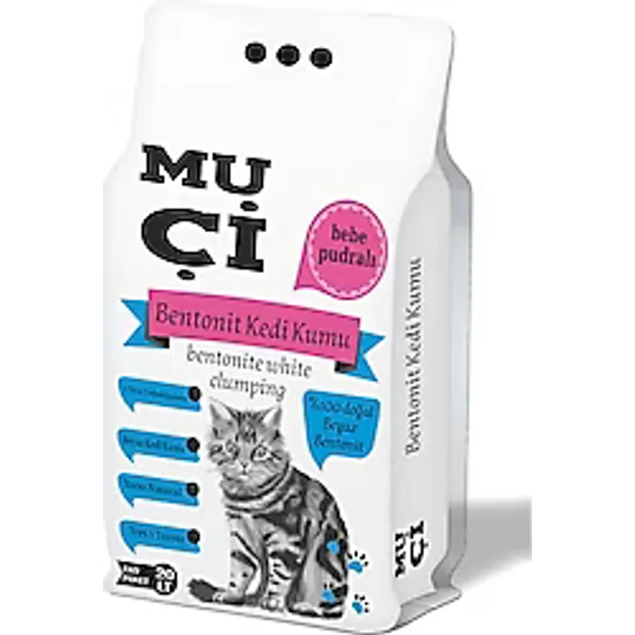 Muçi Bebek Pudrası Kokulu 20 lt Bentonit Kedi Kumu