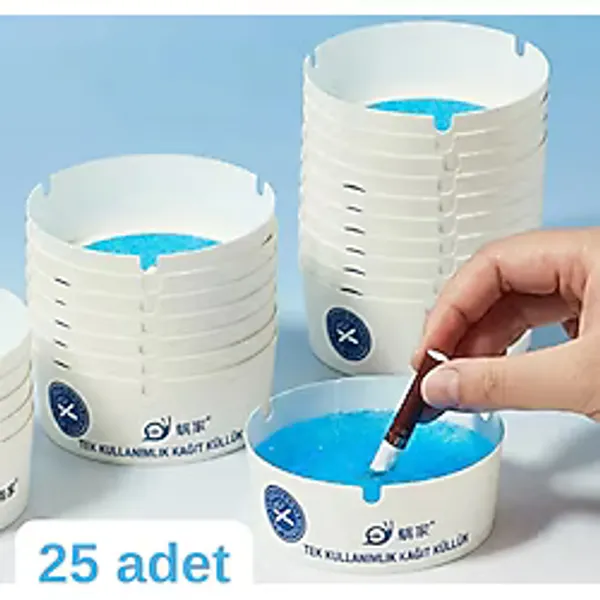 Mucit Home 25 Adet Tek Kullanımlık Kül Tablası Kokusuz Taşınabilir Pratik Jel Küllük Seti Ofis Kafe Ev