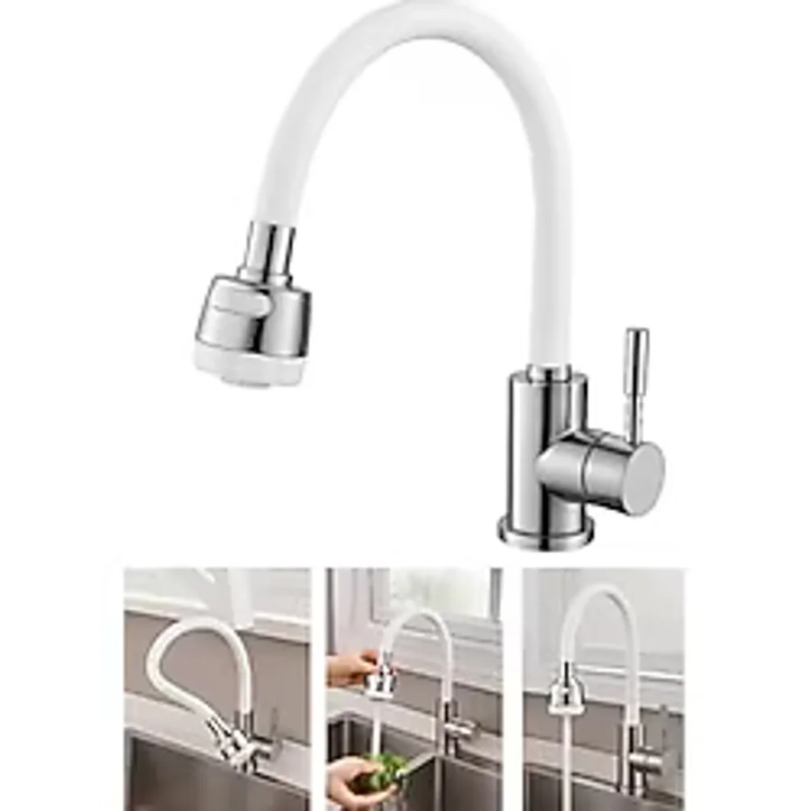 Mucit Home Beyaz Renkli Oynar Başlıklı Tasarruflu Silikon Musluk Başlığı Kubar