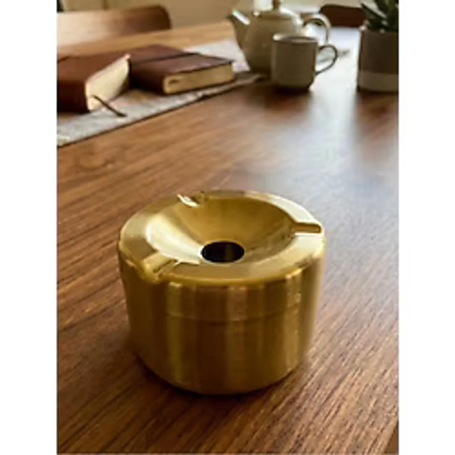 Mucit Home Gold Kapaklı Kokusuz Paslanmaz Metal Küllük - Modern ve Şık Tasarım