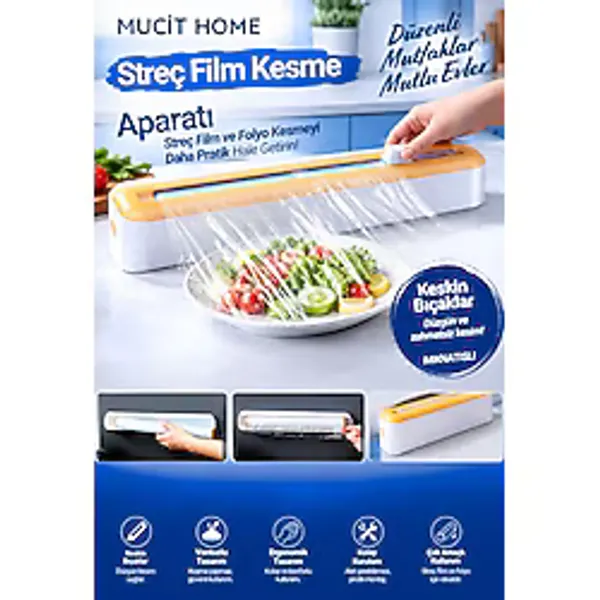 Mucit Home Streç Film Kesme Aparatı Streç Film Kesici Buzdolabı Folyo Kesme Streç Film Kesici